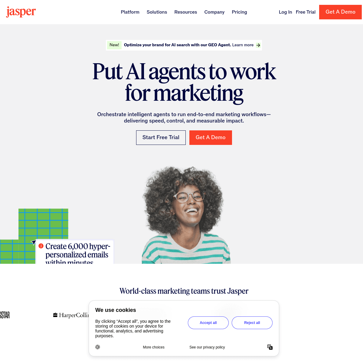 Screenshot of Jasper's official website