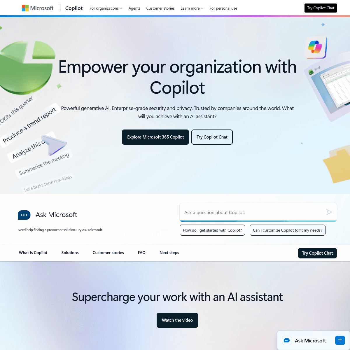 Screenshot of Microsoft Copilot's official website