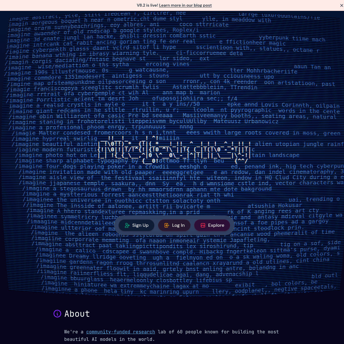 Screenshot of Midjourney's official website