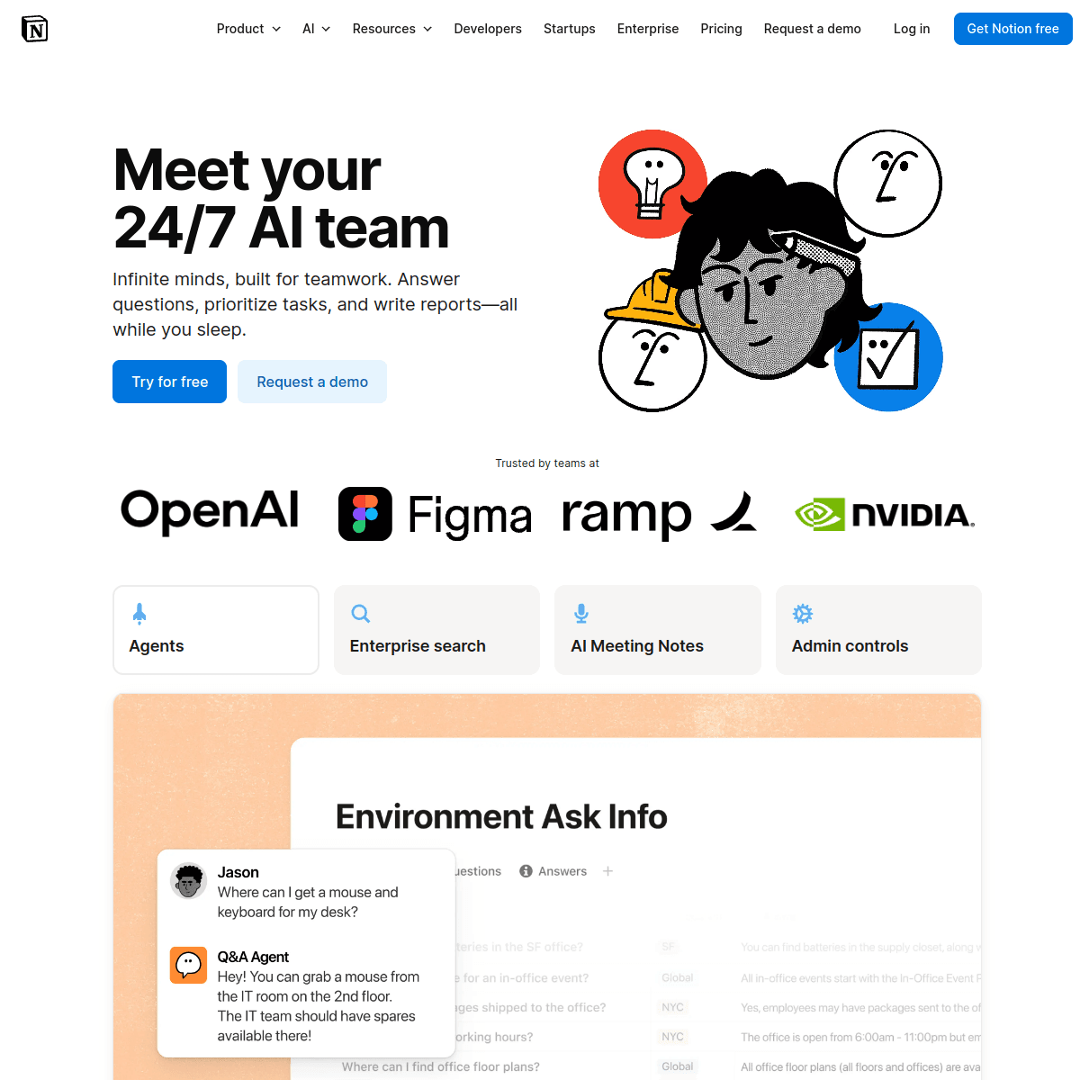 Screenshot of Notion AI's official website